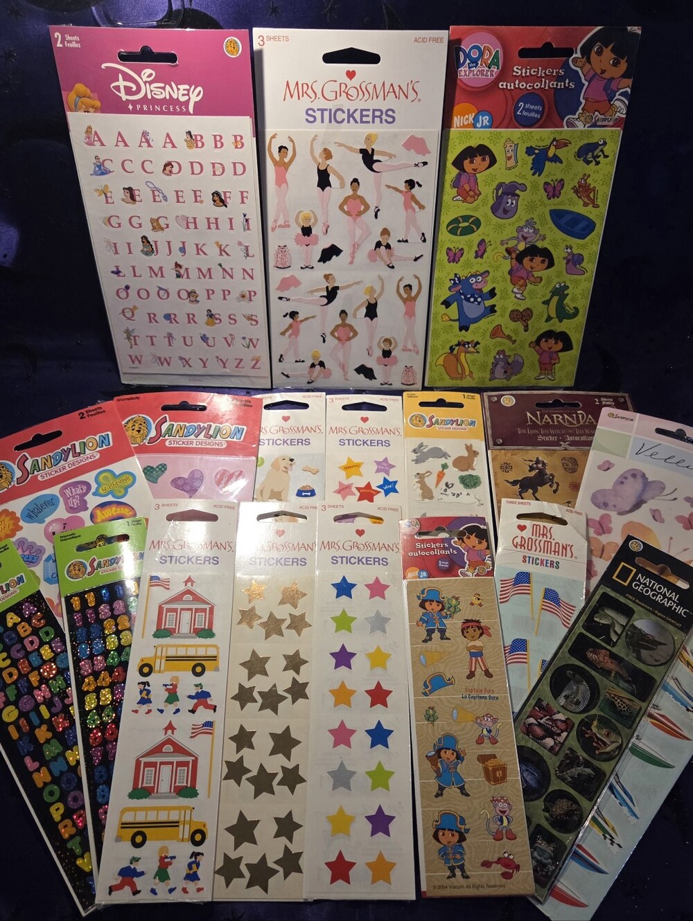 Vintage Y2K Large Sticker Lot (Sandylion Mrs Grossman's Dora Disney) Deadstock